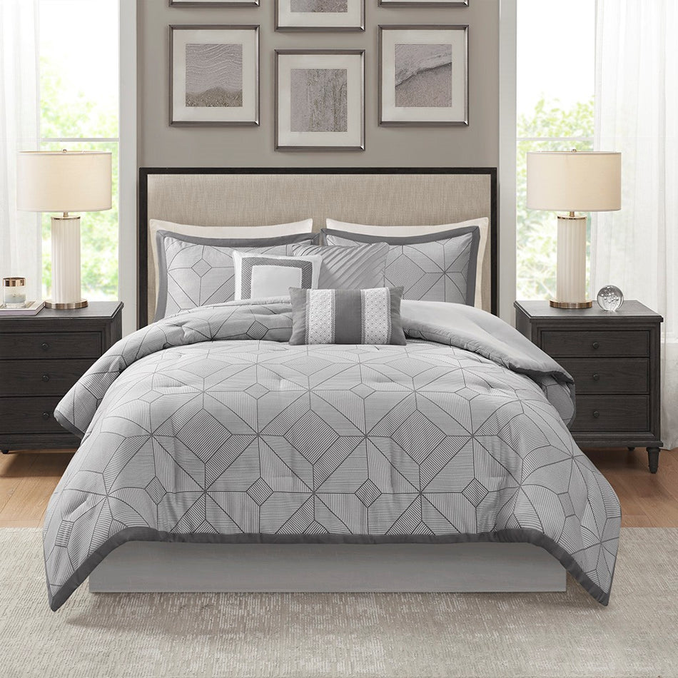 Cannon 7 Piece Jacquard Comforter Set - Gray - King Size