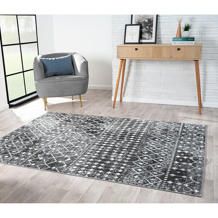 Madison Park Hannah Moroccan Global Woven Area Rug - Charcoal - 5x7'