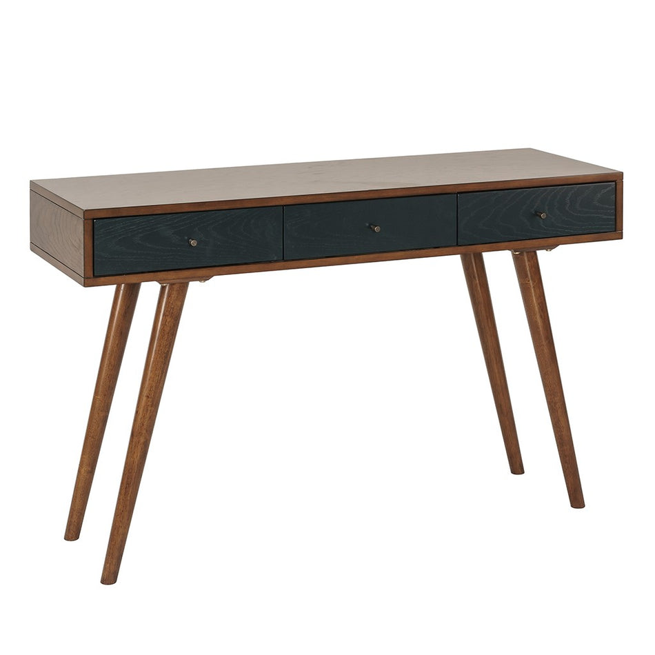 Rigby 3 Drawer Writing Desk - Pecan / Blue