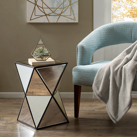 Madison Park Hendrix Angular Mirror Accent Table - Silver 