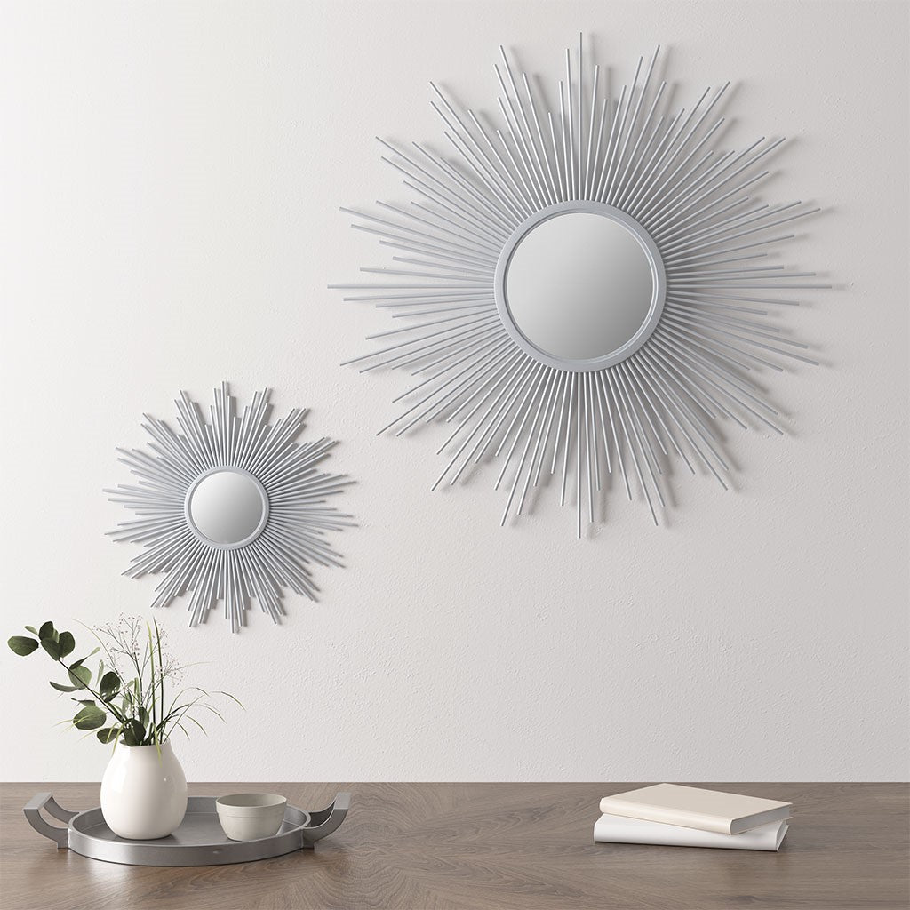 Madison Park Fiore Round Sunburst Wall Decor Mirror - Silver - Small