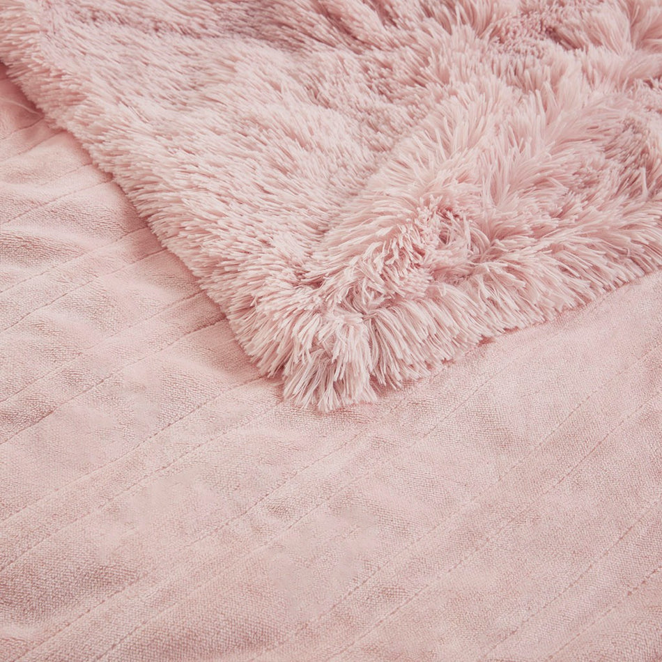 Malea Heated Shaggy Faux Fur Heated Throw - Blush - 50x60"