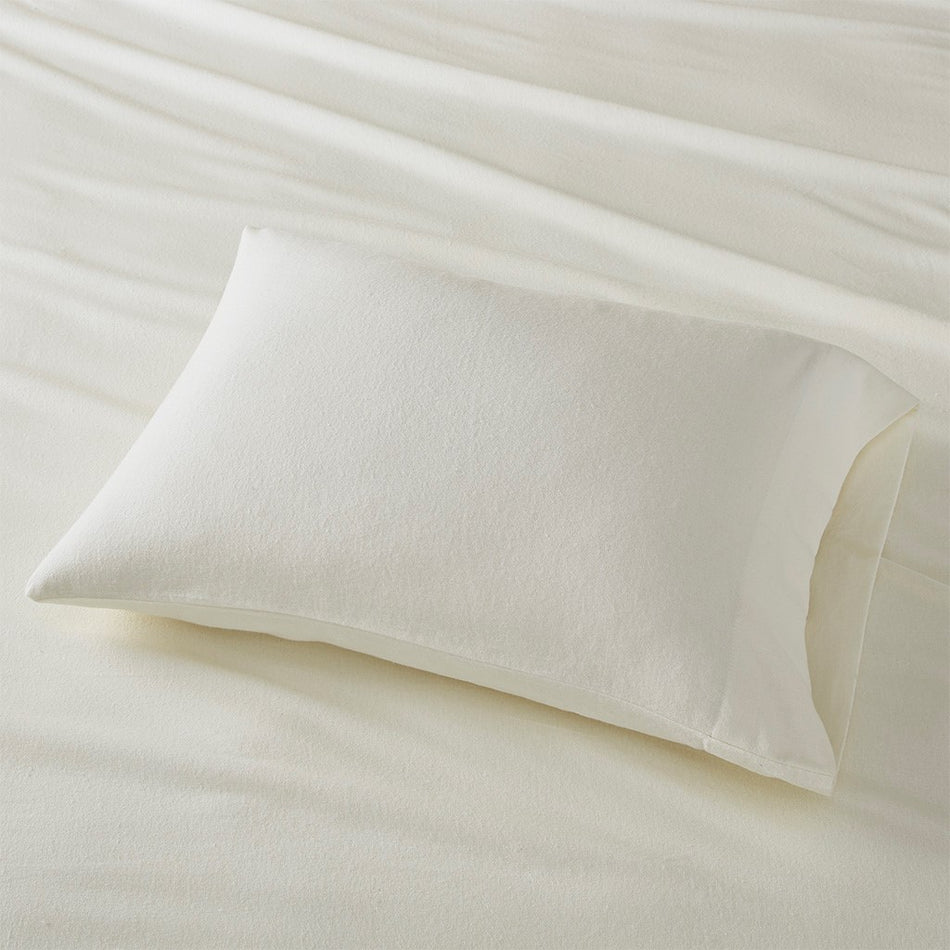 Cozy Cotton Flannel Printed Sheet Set - Ivory Solid - Cal King Size