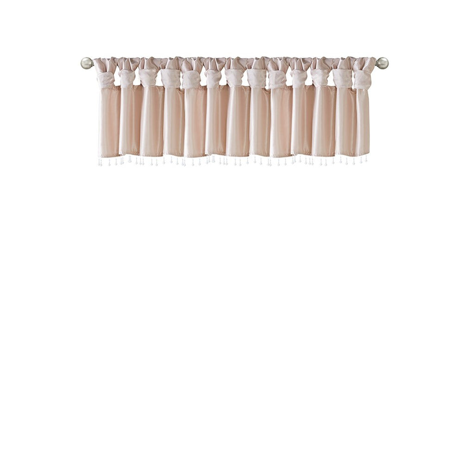 Emilia Lightweight Faux Silk Valance With Beads - Blush - 50x26"