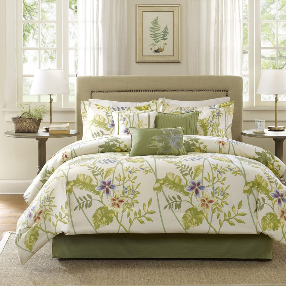 Kannapali 7 Piece Comforter Set - Green - Queen Size