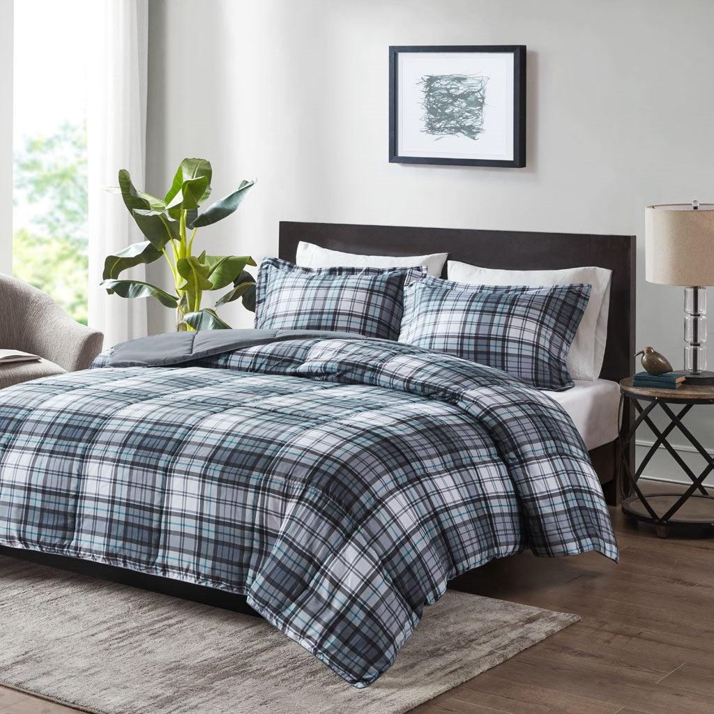 Madison Park Essentials Parkston 3M Scotchgard Down Alternative All Season Comforter Set - Grey - Twin Size / Twin XL Size