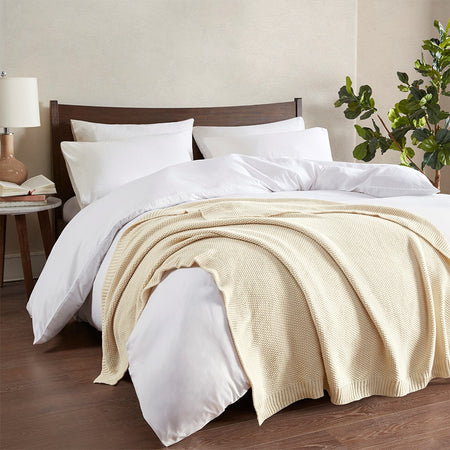 INK+IVY Bree Knit Knit Throw - Ivory - 50x60"