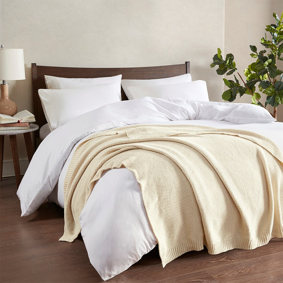 INK+IVY Bree Knit Knit Throw - Ivory - 50x60"