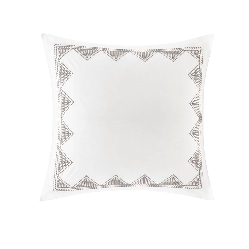 INK+IVY Isla Cotton Embroidered Euro Sham - White - Euro Sham