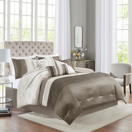 Madison Park Amherst 7 Piece Comforter Set - Natural - King Size