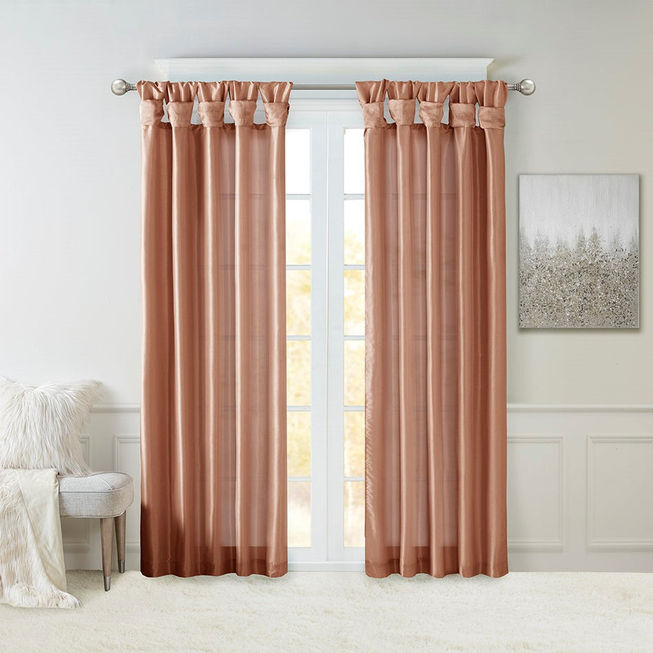 Madison Park Emilia Twist Tab Lined Window Curtain - Spice - 50x108"