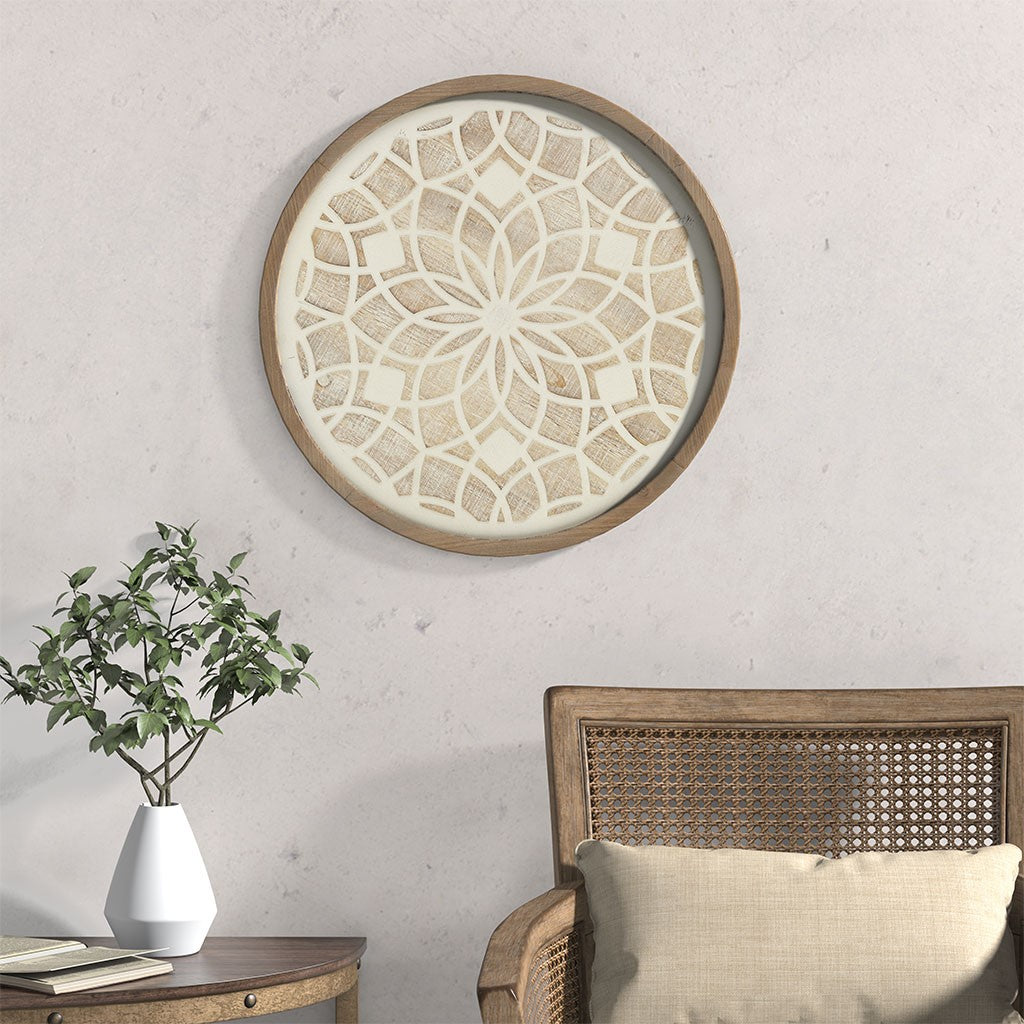 Madison Park Leah Medallion Wood Wall Decor - Natural / White 