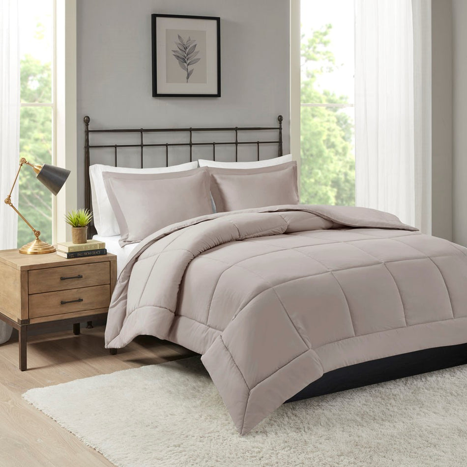 Sarasota Microcell Down Alternative Comforter Mini Set - Taupe - King Size / Cal King Size