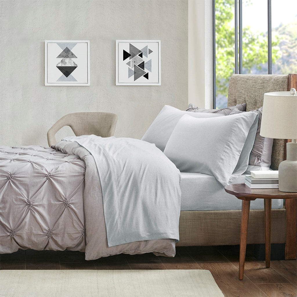 Urban Habitat Heathered Cotton Jersey Knit Sheet Set - Light Grey - Full Size