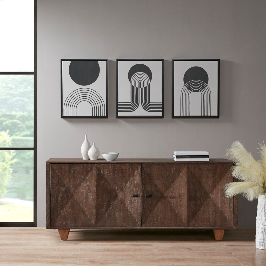 Urban Habitat Cosmic Curl Framed Canvas 3 Piece Set - Black / Taupe 