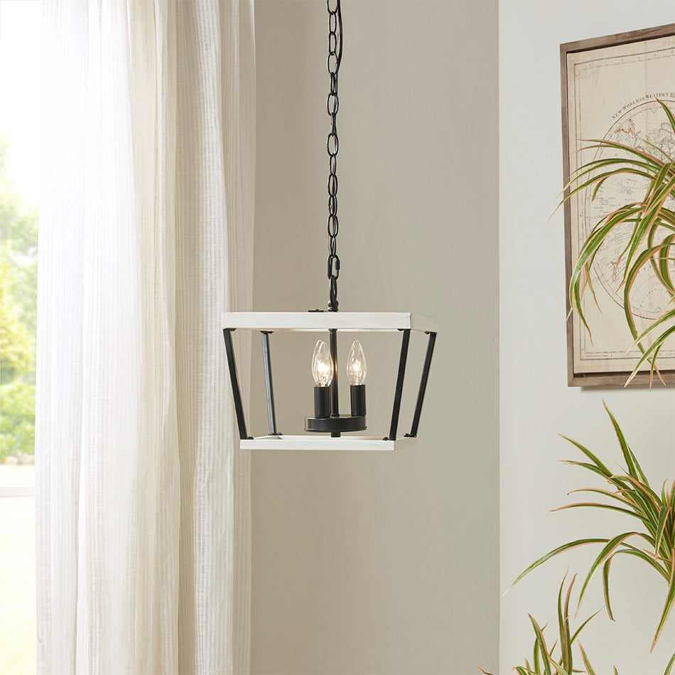 Adele Farmhouse Metal Pendant - White / Black