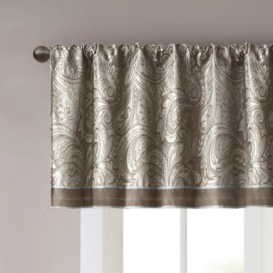 Aubrey Jacquard Window Valance - Blue / Brown - 50x18"