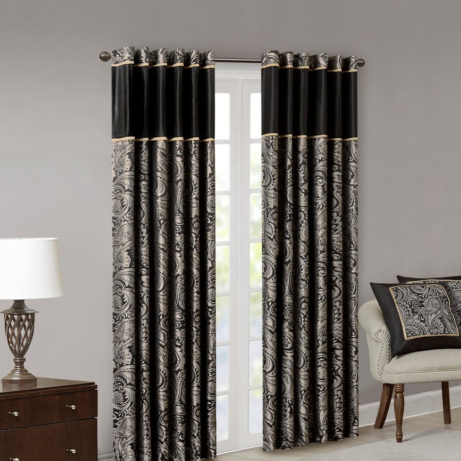 Aubrey Jacquard Panel Pair - Black - 50x95"