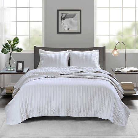 Madison Park Keaton 3 Piece Quilt Set - White  - King Size / Cal King Size Shop Online & Save - expresshomedirectr.com