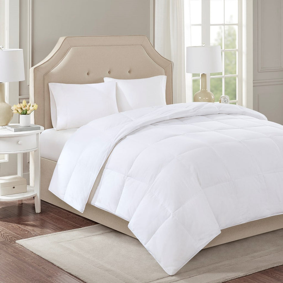 True North by Sleep Philosophy Level 2 300 Thread Count Cotton Sateen White Down Comforter with 3M Scotchgard - White - Full Size / Queen Size