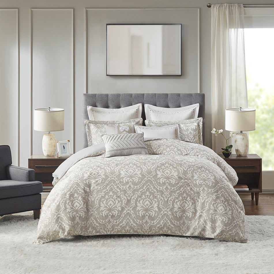 Manor Comforter Queen 8 Piece Set - Grey - Queen Size