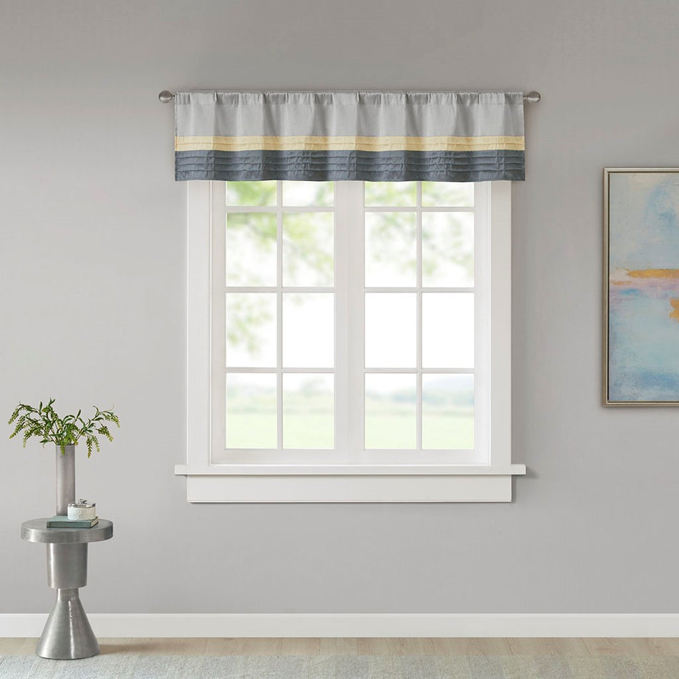 Madison Park Amherst Polyoni Pintuck Valance - Yellow - 50x18"