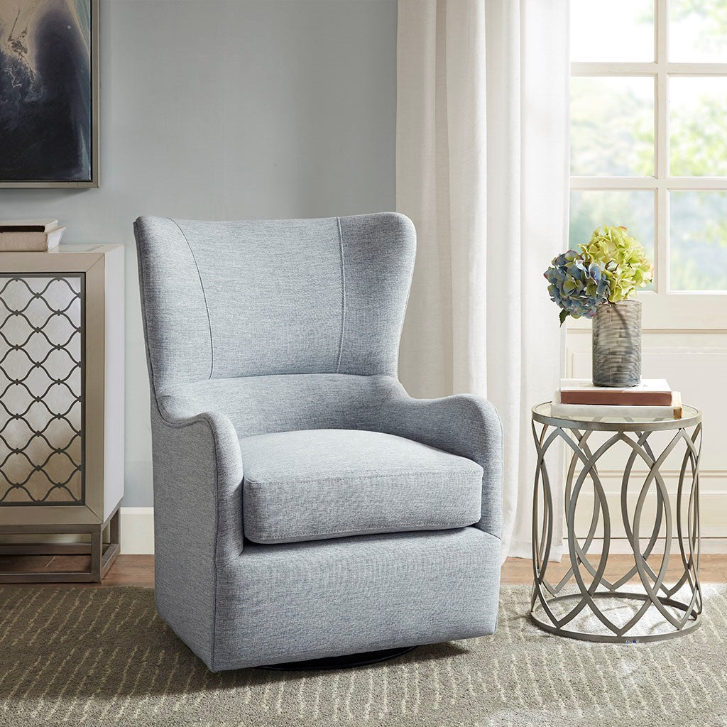 Madison Park Arianna Swivel Glider Chair - Light Blue 