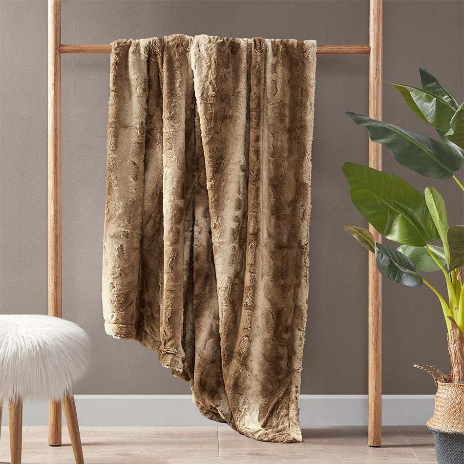 Zuri Oversized Faux Fur Throw - Tan - 60x70"