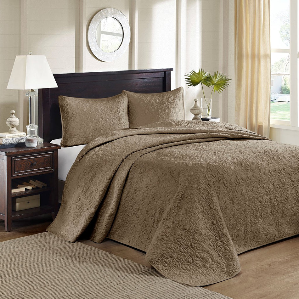 Quebec Reversible Bedspread Set - Mocha - Queen Size