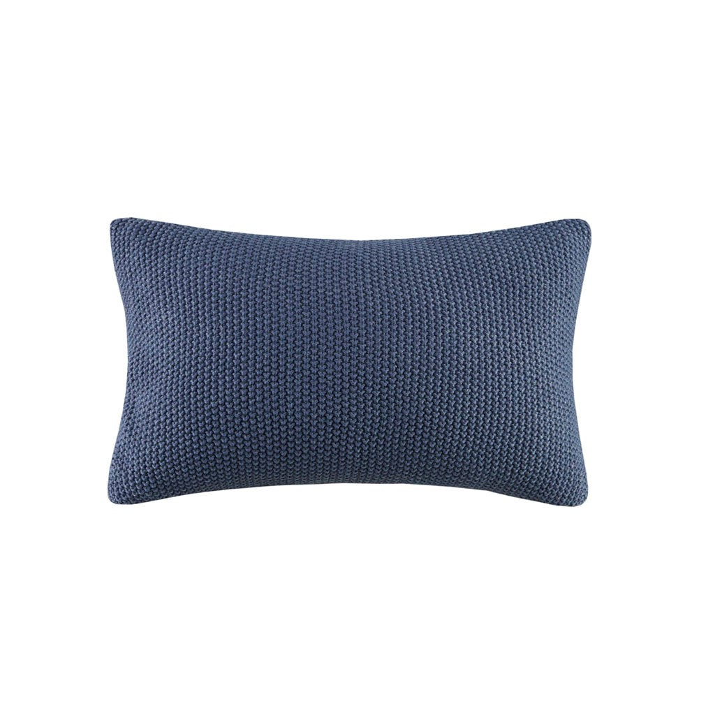 INK+IVY Bree Knit Oblong Pillow Cover - Indigo - 12x20"