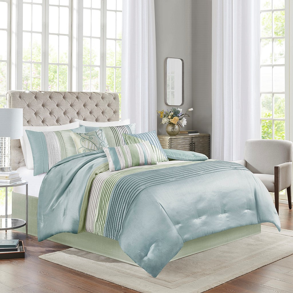 Madison Park Amherst 7 Piece Comforter Set - Green - Cal King Size