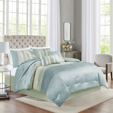 Madison Park Amherst 7 Piece Comforter Set - Green - King Size