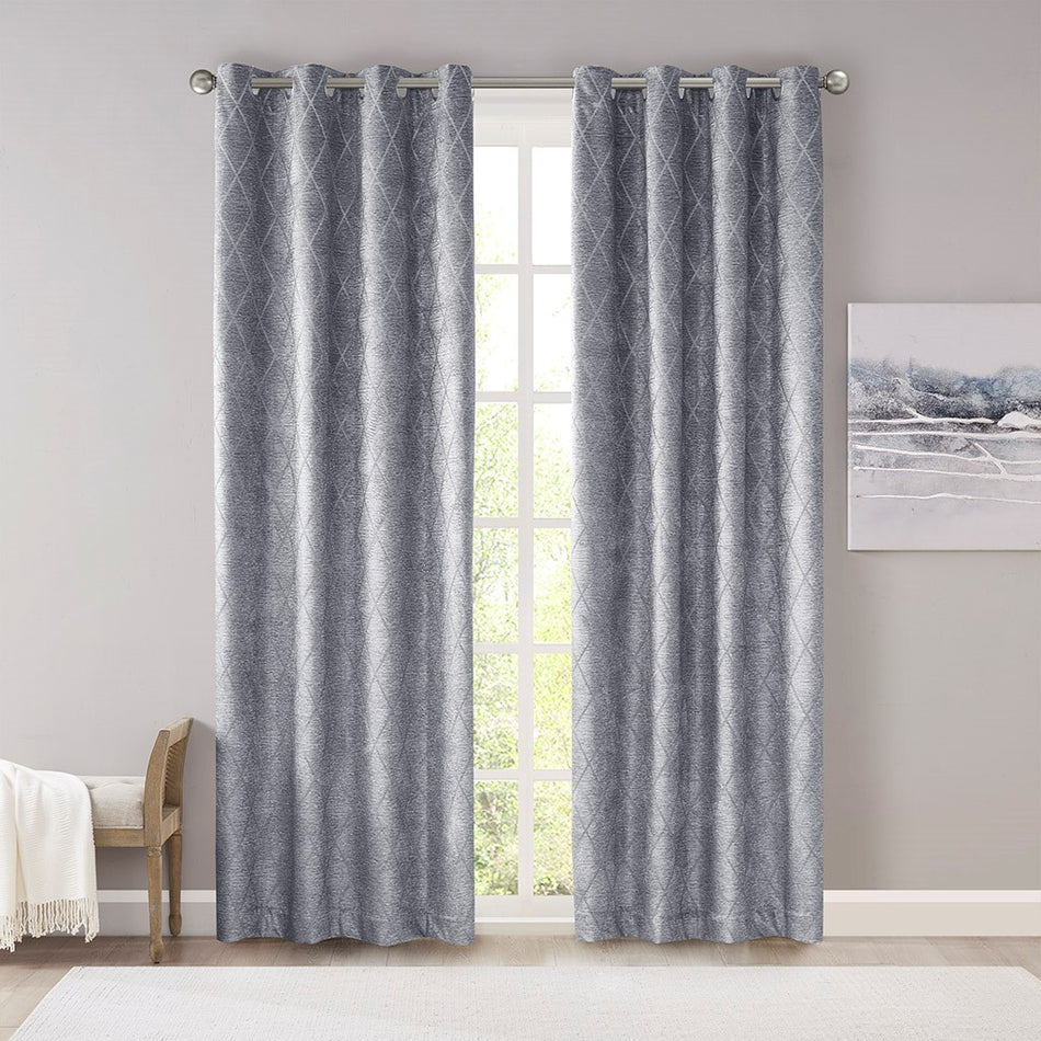 SunSmart Taylor Diamond Jacquard Total Blackout Panel - Charcoal - 50x84"