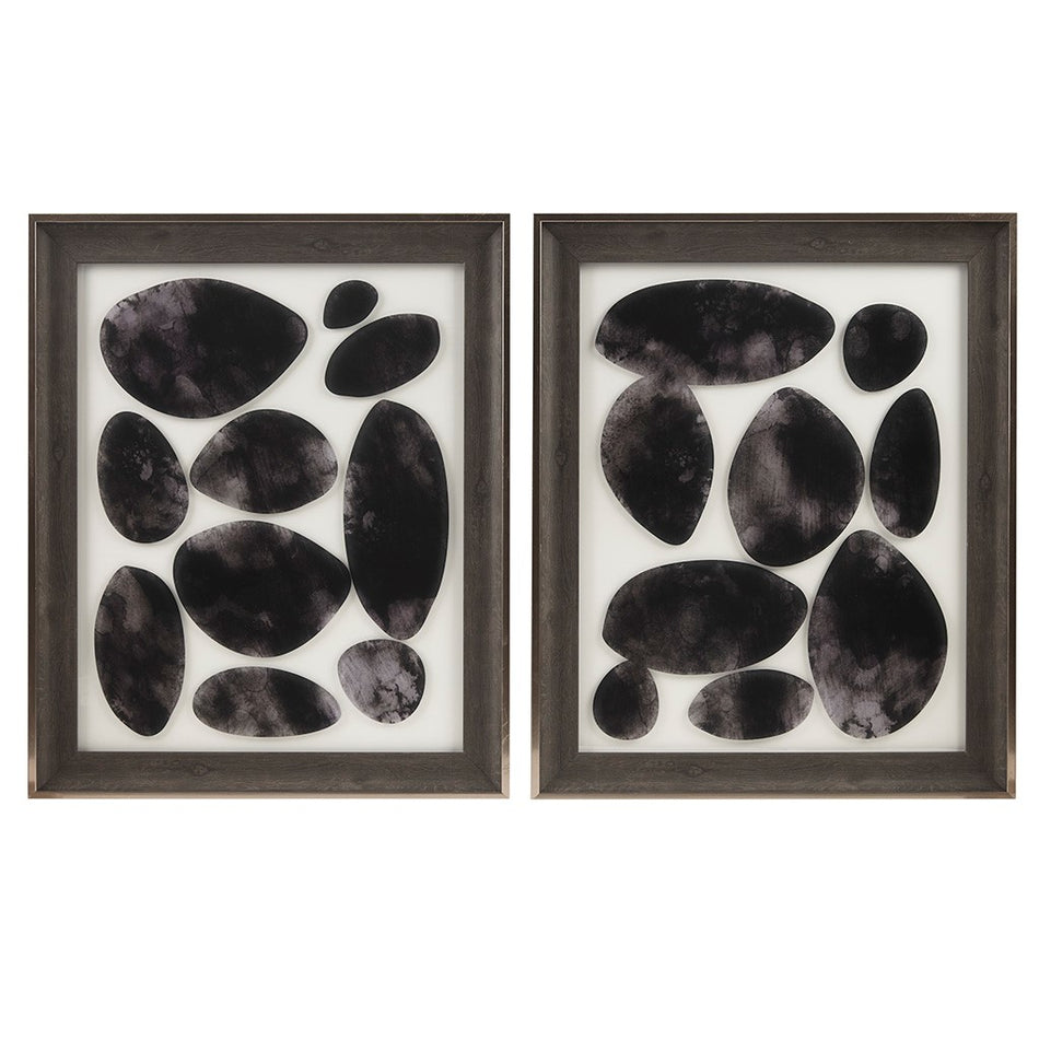 Skipping Stones Geo UV Printed Shadowbox 2 Piece Wall Art Set - Black