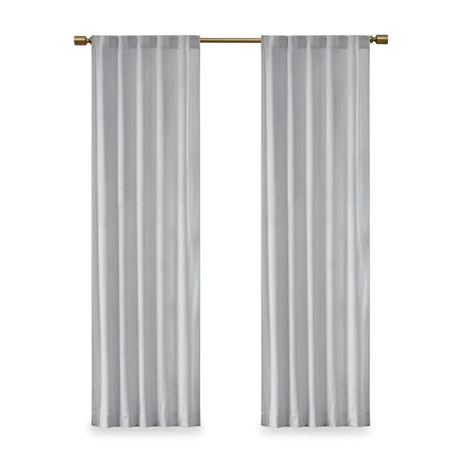 Colt Room Darkening Poly Velvet Rod Pocket/Back Tab Window Panel Pair - Light Grey - 37x95"