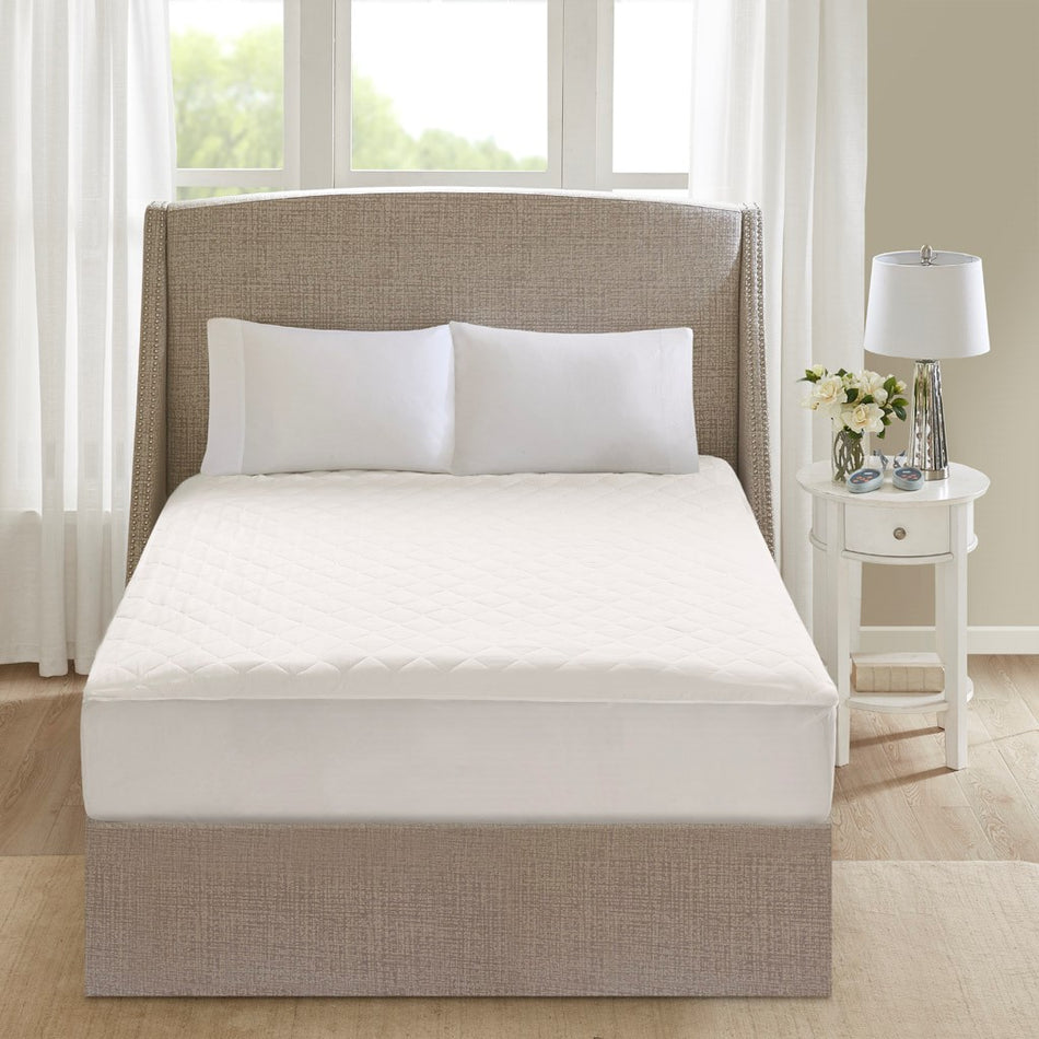 Cotton Cotton Deep Pocket Heated Mattress Pad-20 Heat Settings - White - Full Size