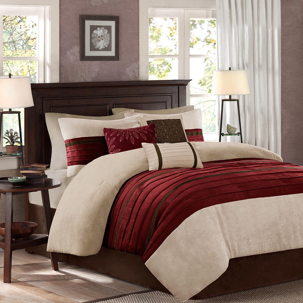 Madison Park Palmer 7 Piece Comforter Set - Red - Cal King Size