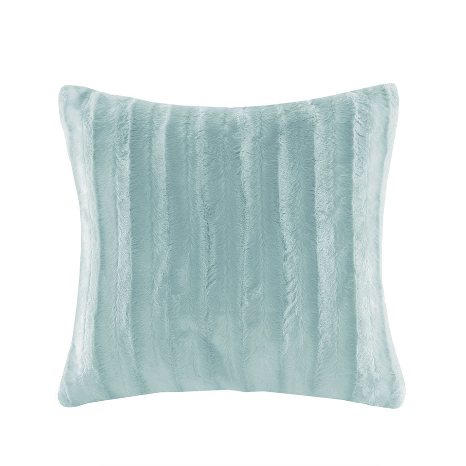 Madison Park Duke Faux Fur Squre Pillow - Blue - 20x20"