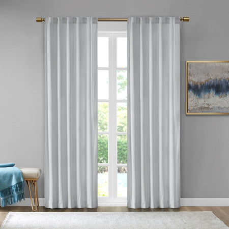 510 Design Colt Room Darkening Poly Velvet Rod Pocket/Back Tab Window Panel Pair - Light Grey - 37x95"