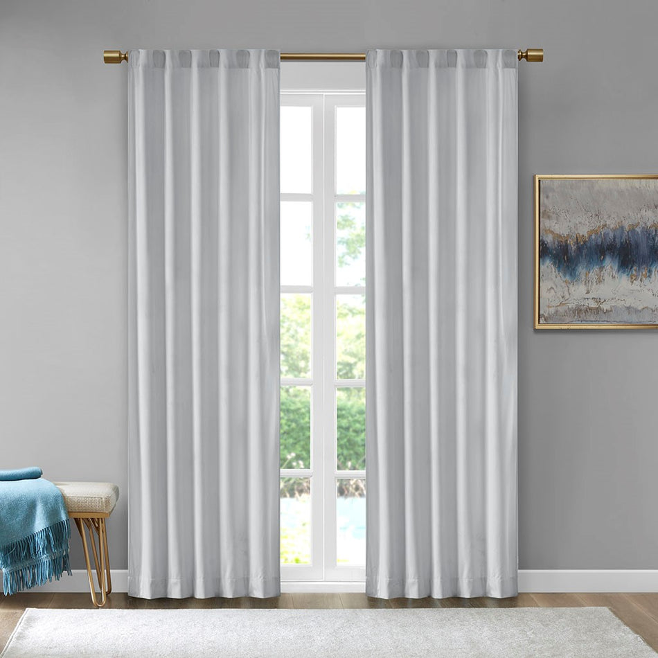 510 Design Colt Room Darkening Poly Velvet Rod Pocket/Back Tab Window Panel Pair - Light Grey - 37x84"