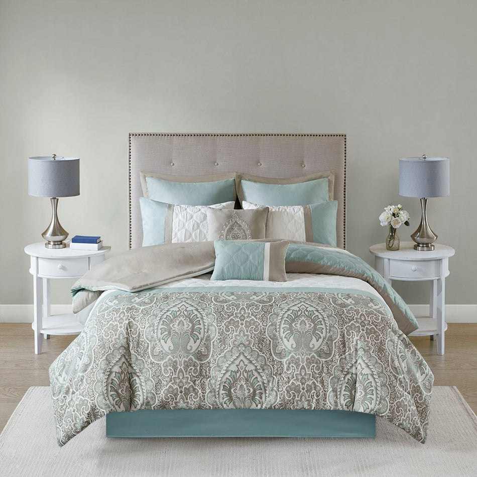 Shawnee 8 Piece Comforter Set - Seafoam - Queen Size