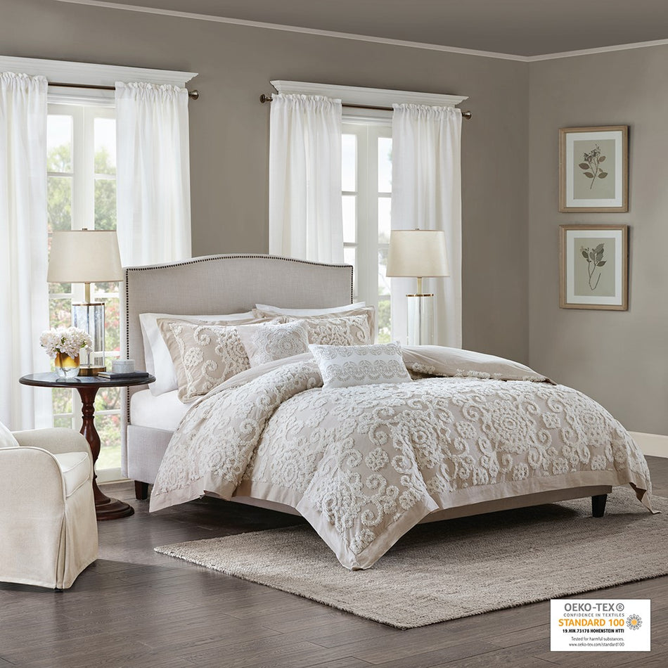 Suzanna Cotton Comforter Mini Set - Taupe - King Size