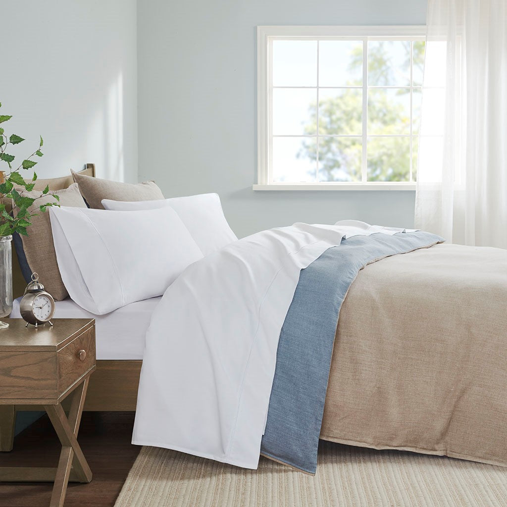 Madison Park 600 Thread Count Pima Cotton Sheet Set - White - Split King Size