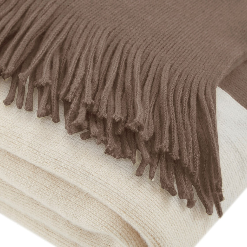 Stockholm Color Block Faux Cashmere Throw - Taupe - 50x60"