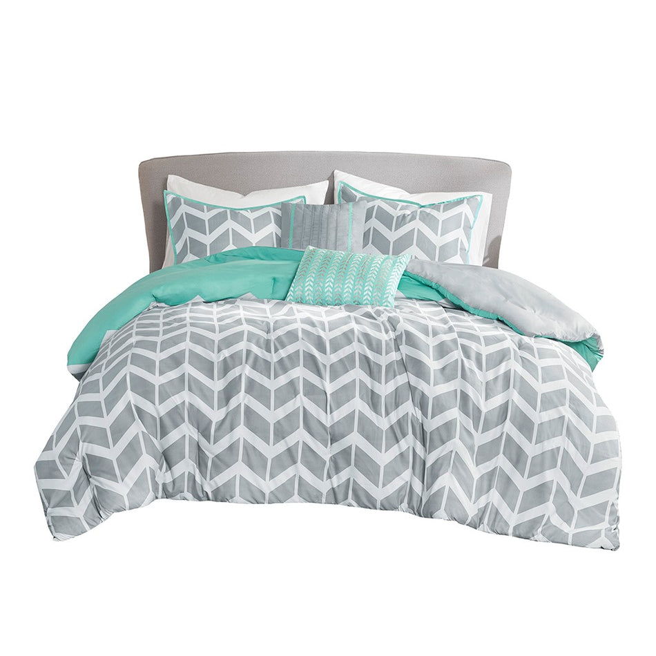 Nadia Comforter Set - Aqua - King Size / Cal King Size