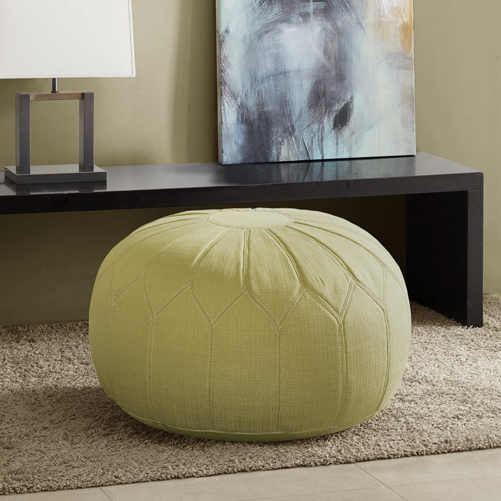 Madison Park Kelsey Round Pouf Ottoman - Green 