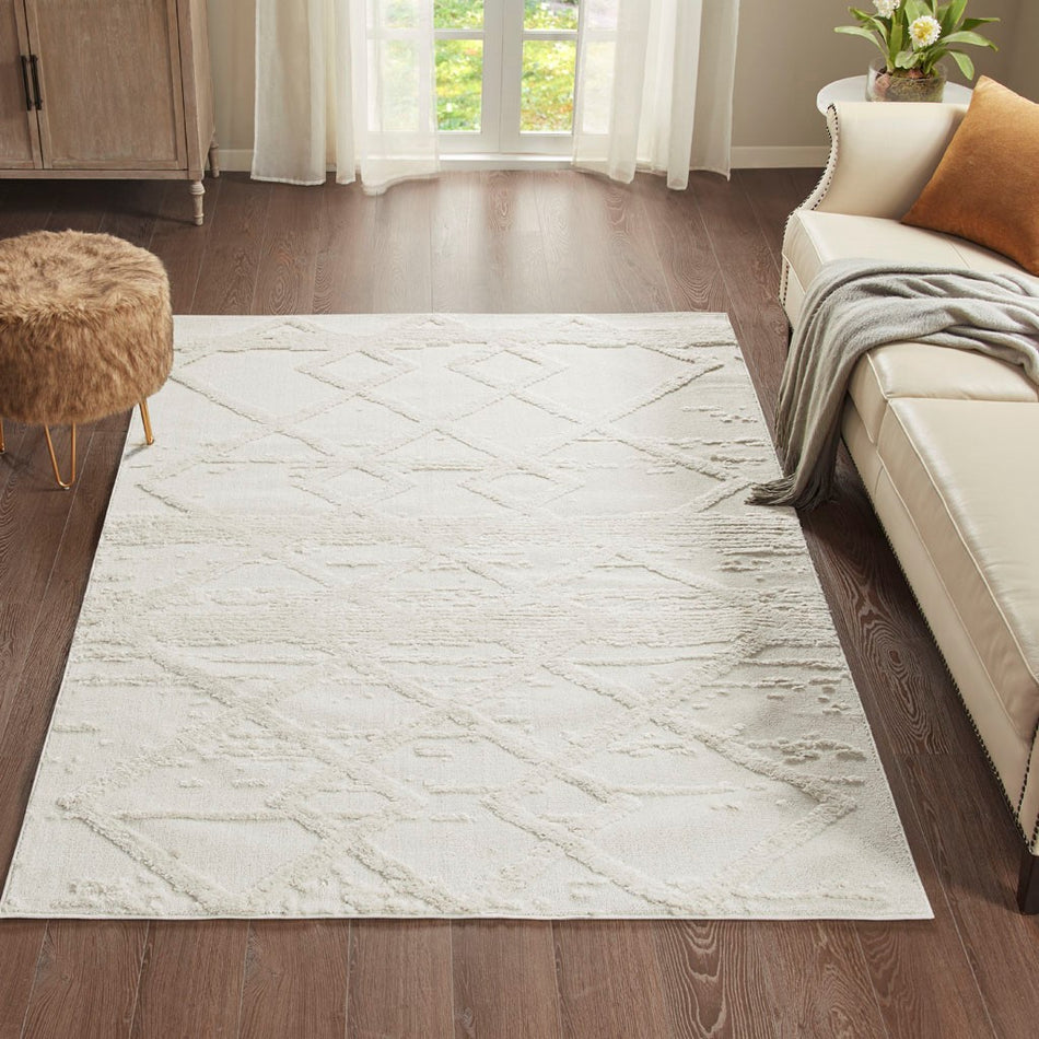 Madison Park Beverly Terni Diamondback Indoor Area Rug - Cream - 8x10'