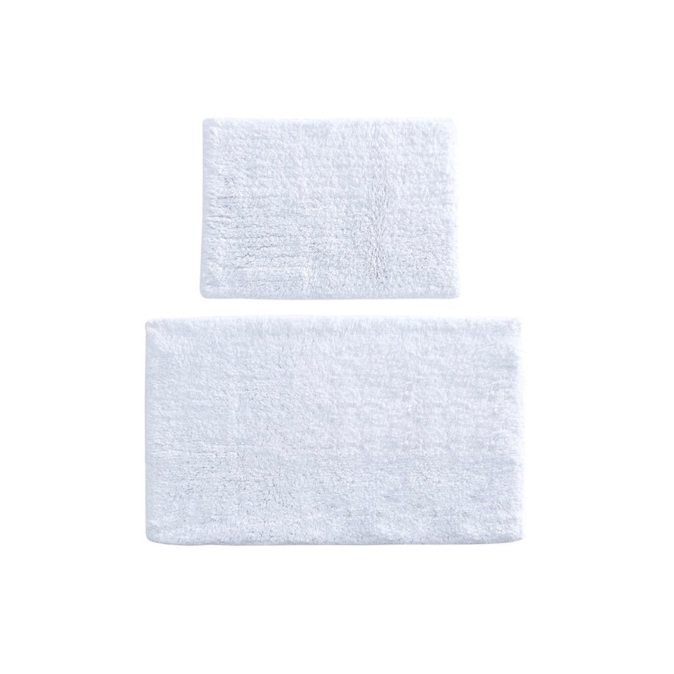 Ritzy 100% Cotton Solid Tufted 2 Piece Bath Rug Set - White