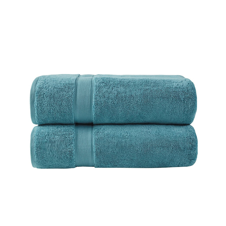 800GSM 100% Cotton Bath Sheet Antimicrobial 2 Piece Set - Aqua - 34x68"