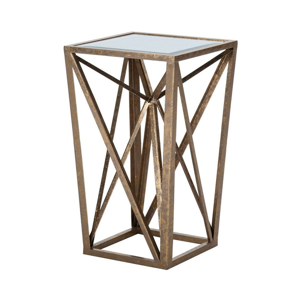 Zee Angular Mirror Accent Table - Bronze